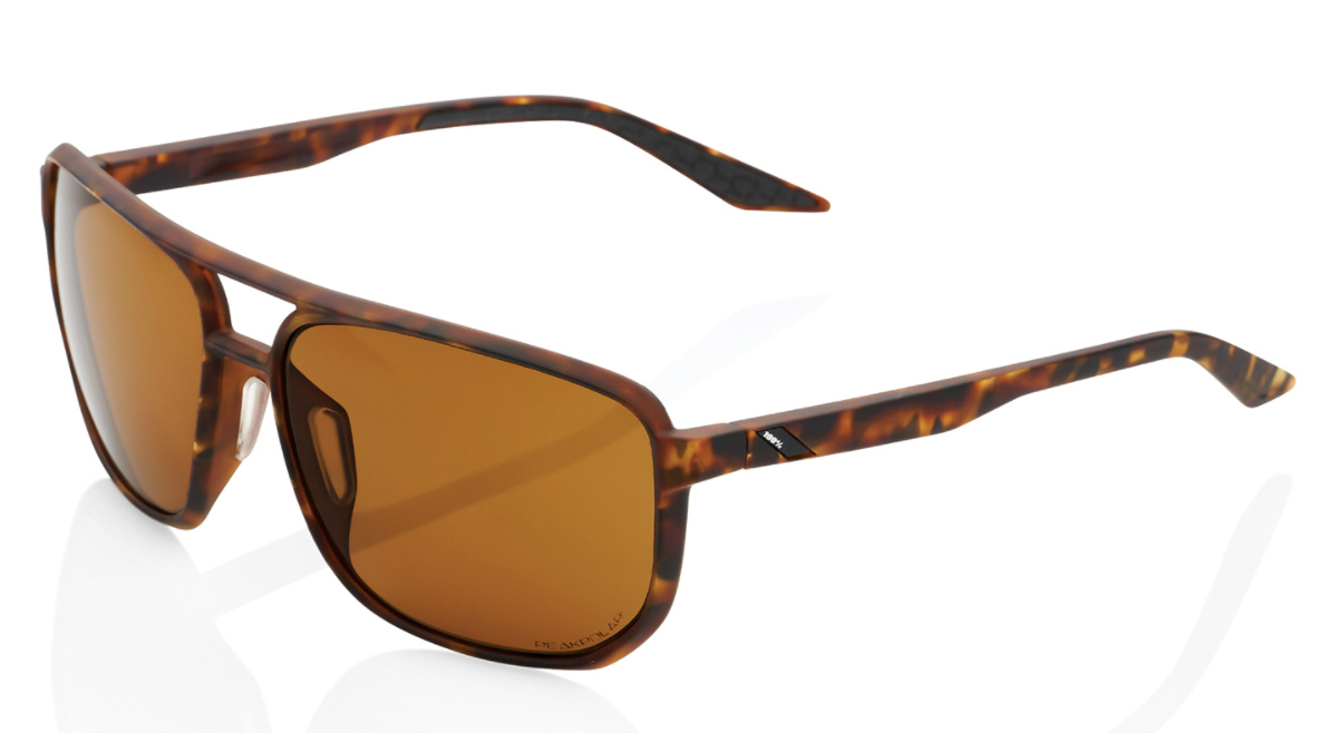 100% Konnor Aviator square - Peakpolar Lens Soft Tact Havana