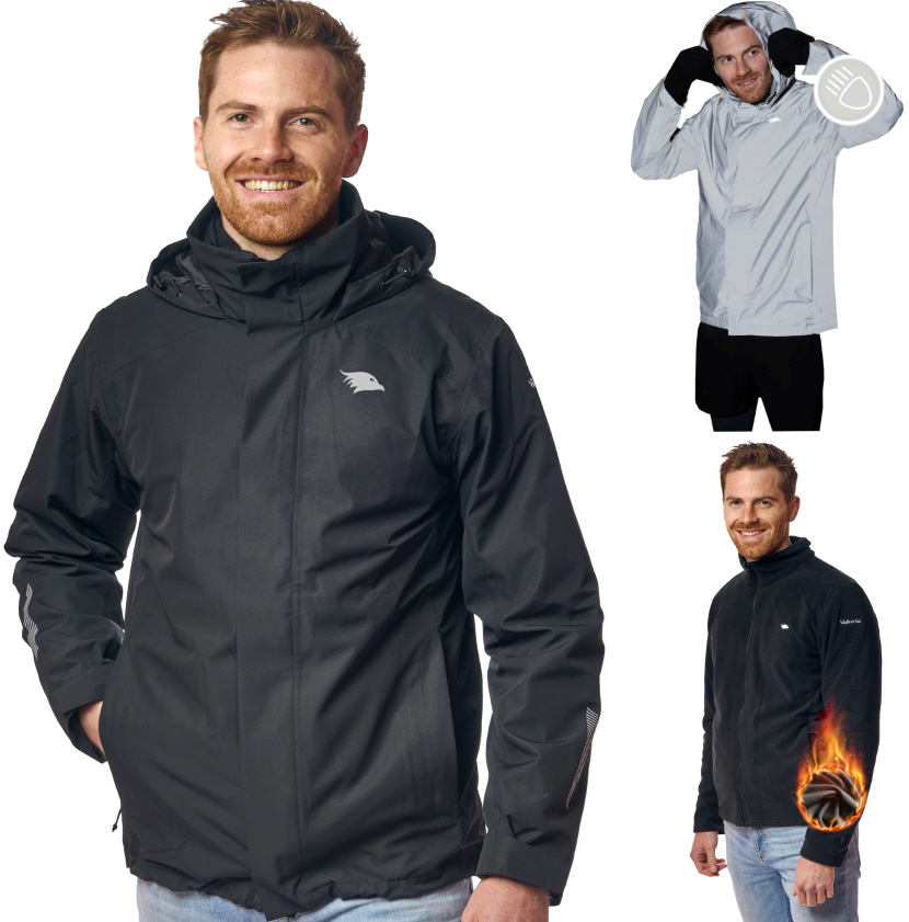 Valkental 3in1 Smart Jacket - Wasserdichte Jacke mit Fleece Zipp-In