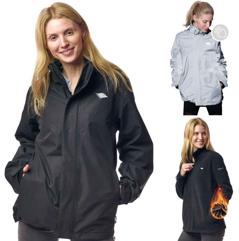 Valkental 3in1 Smart Jacket - Wasserdichte Jacke mit Fleece Zipp-In