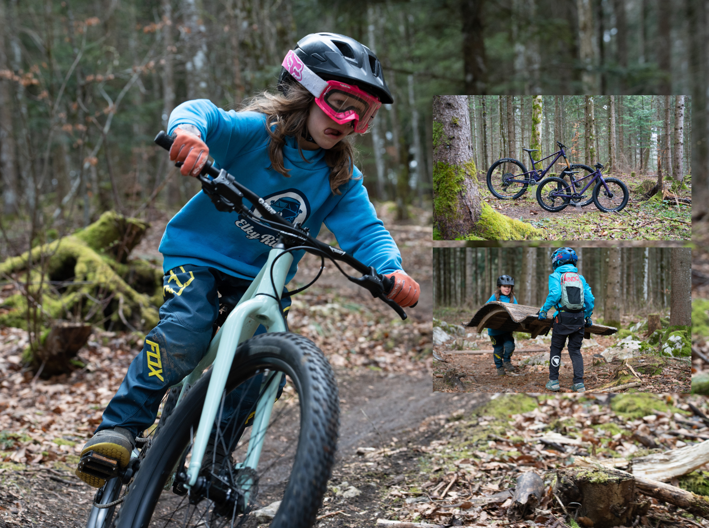 Junge mit seinem Scor Mountainbike am Enduro fahren im Wald